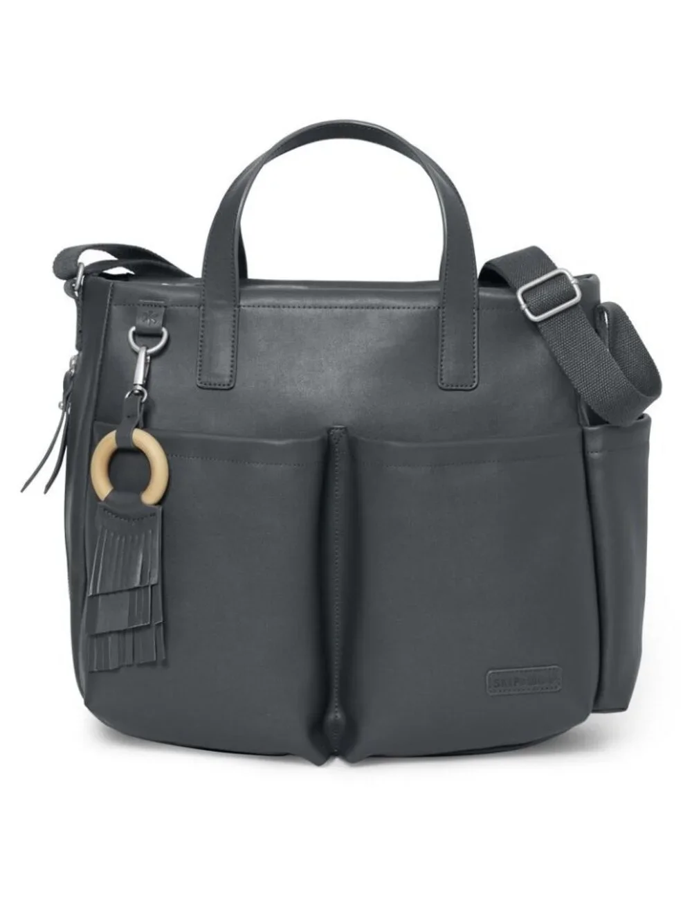 Skip Hop Greenwich Simply Chic Black Vegan Leather Diaper Baby Bag Travel Tote